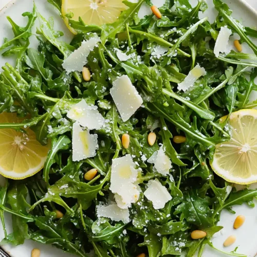 Bright lemon arugula salad with Parmesan and pine nuts