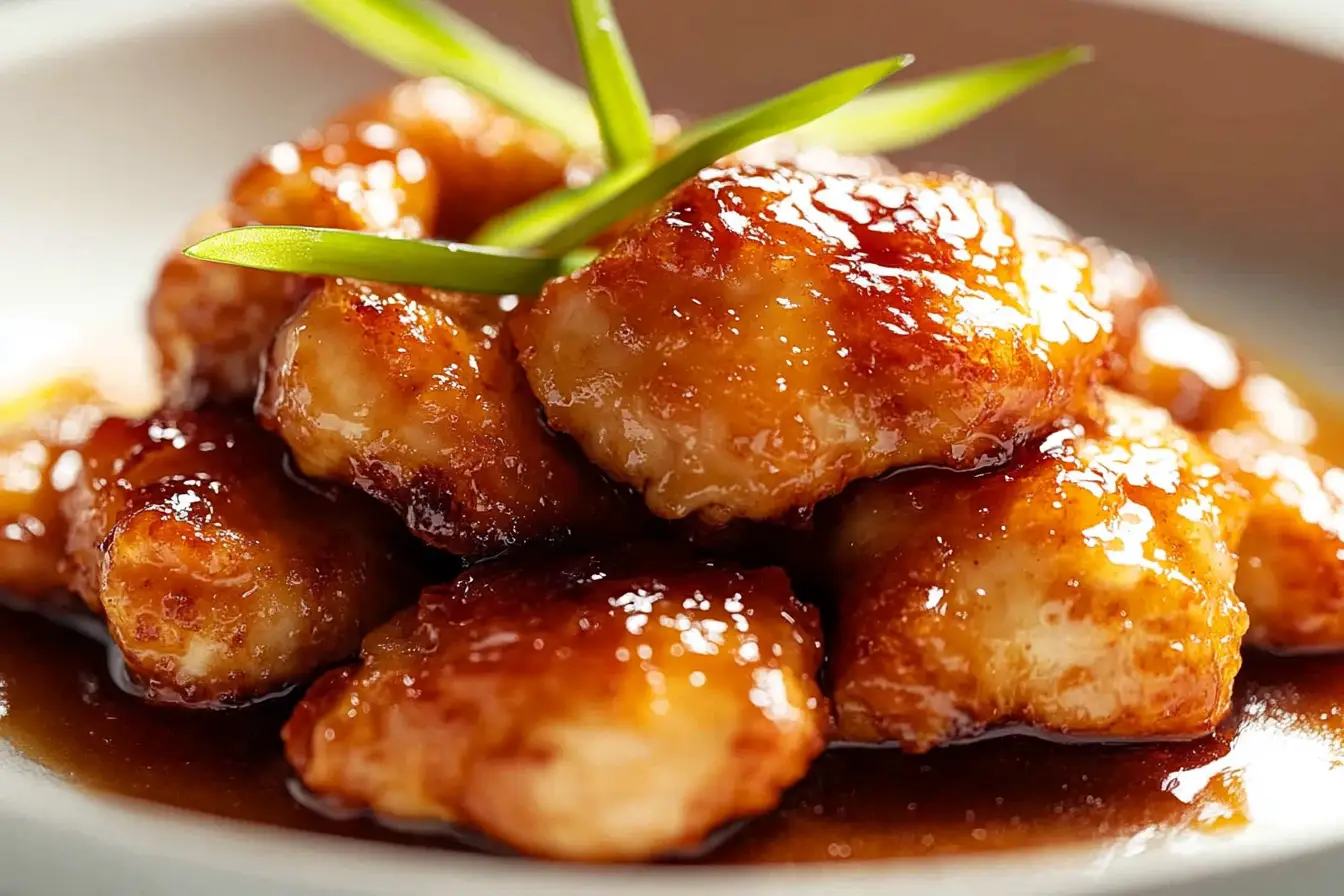 Crispy honey butter chicken with glossy glaze