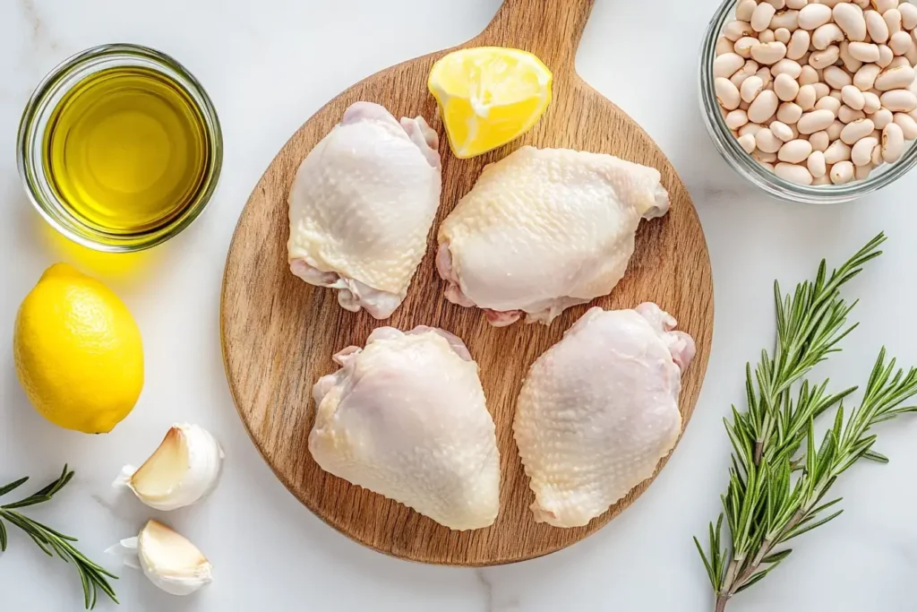 Fresh Ingredients For White Bean Chicken Soup Preparation