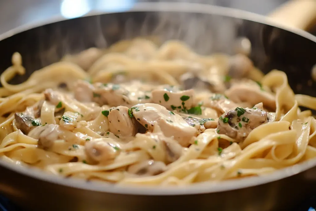 Professional Chicken Marsala Fettuccine cooking sequence