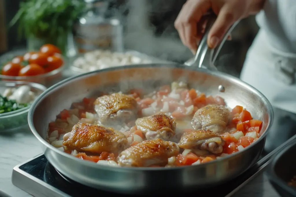 Searing chicken for creamy soup recipe