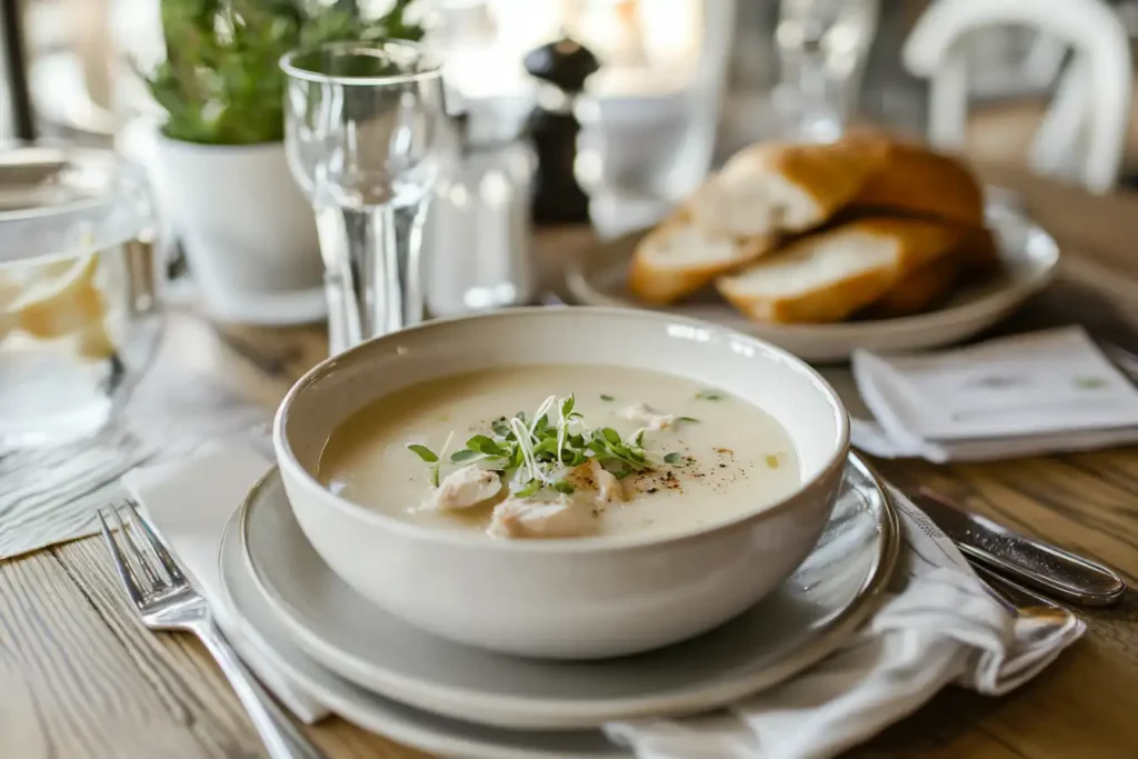 Stylish presentation ideas for chicken soup dinner