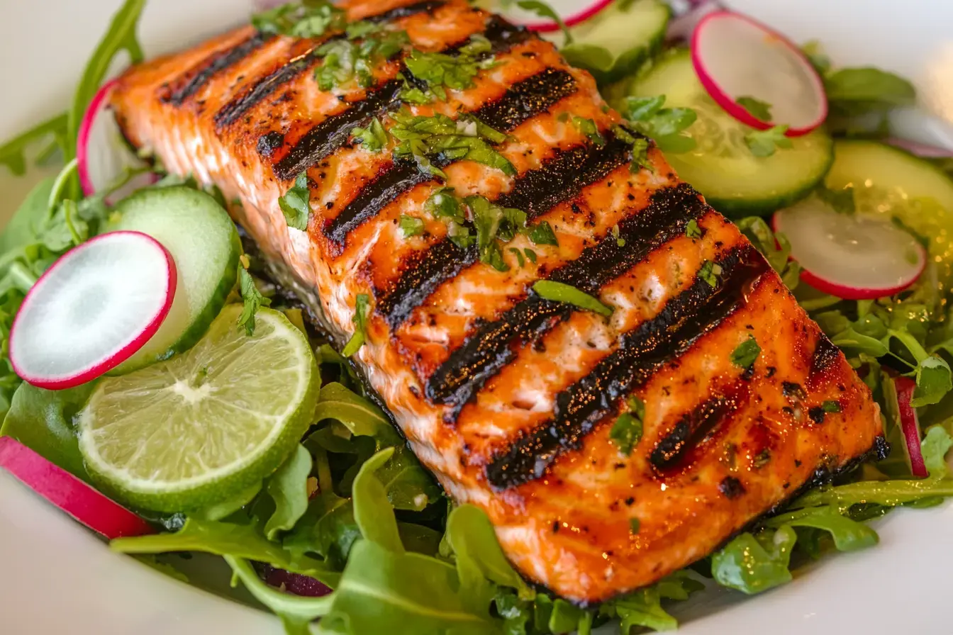 A Fresh, Vibrant Salmon Salad With Zesty Lime And Spicy Chiles.