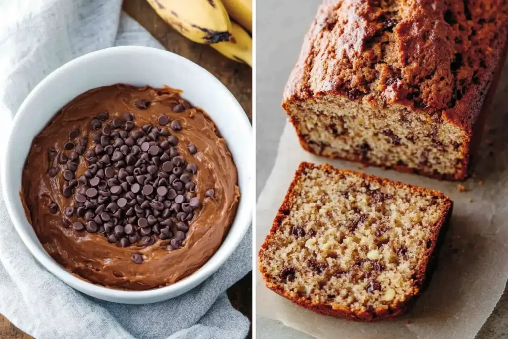 Adding Mix Ins And Slicing Golden Banana Bread