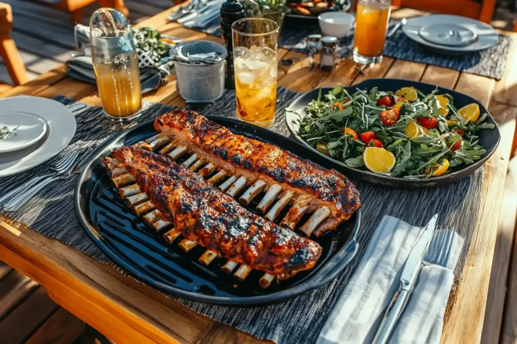 Arnold Palmer Spiked Paired With Grilled Ribs And Citrusy Salad.