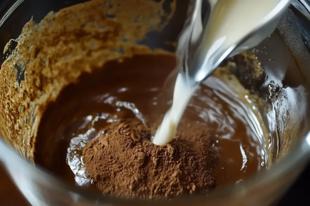 Brewed Hojicha Powder Mixed With Hot Water In A Clear Cup, With A Spoon Swirling It, And A Milk Frother Ready To Add Milk