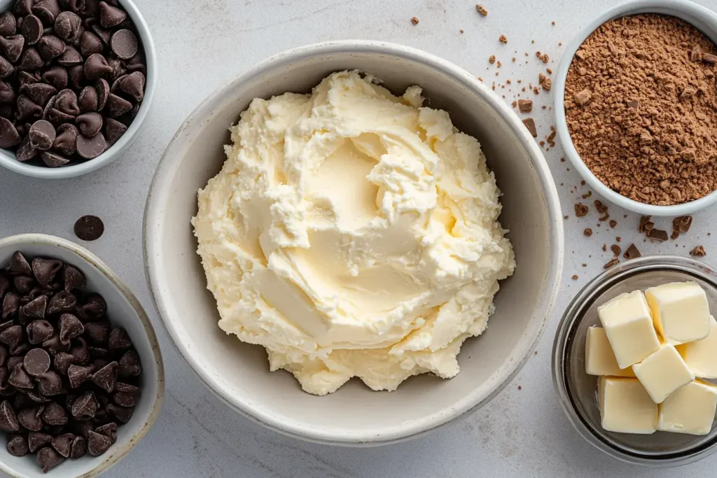 Butter, Cream Cheese, And Brown Sugar For Stuffed Cookies.