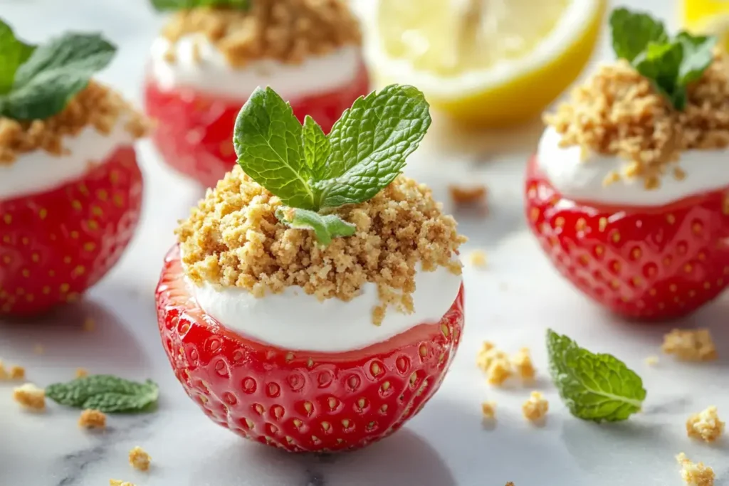 Cheesecake Deviled Strawberries With Graham Cracker Crust