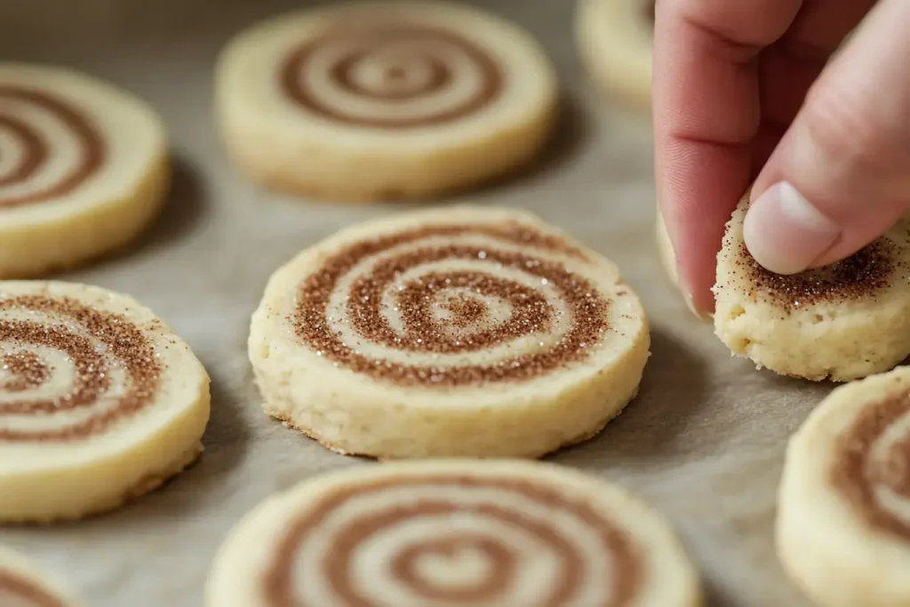 Coffee Cake Cookie Dough Topped With Cinnamon Brown Sugar Swirl, Ready For Baking