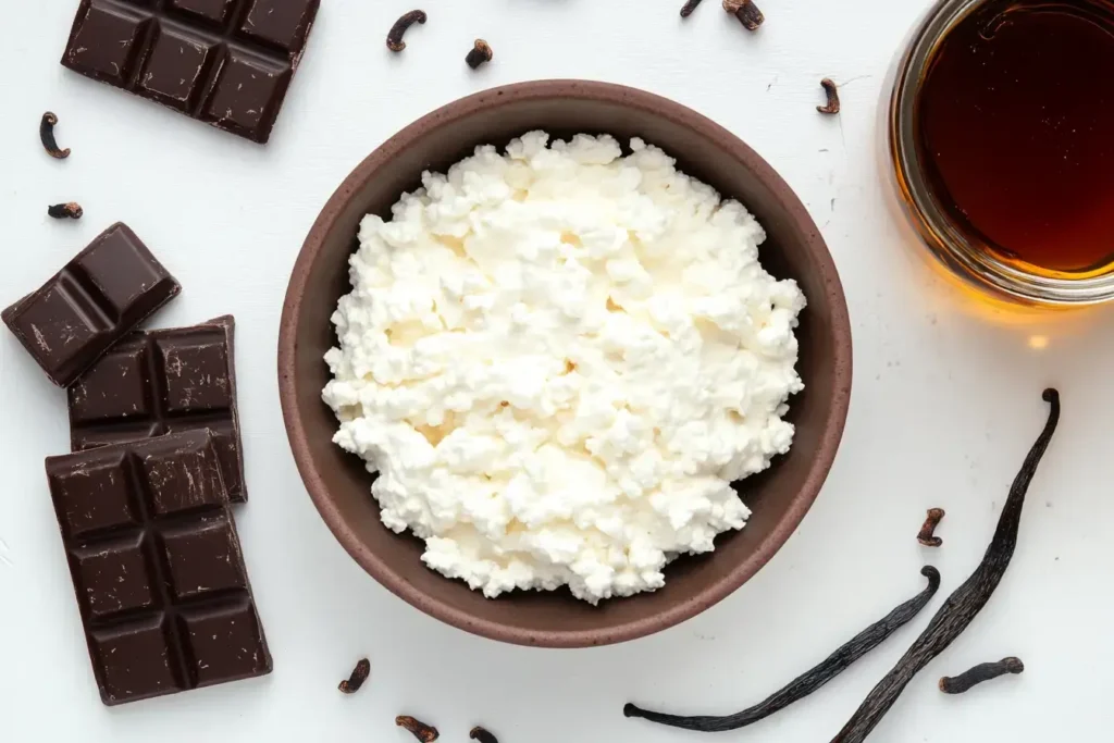 Cottage Cheese Chocolate Mousse Ingredients Laid Out