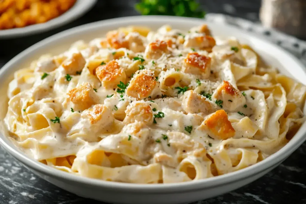 Creamy Garlic Parmesan Chicken Pasta Dish.