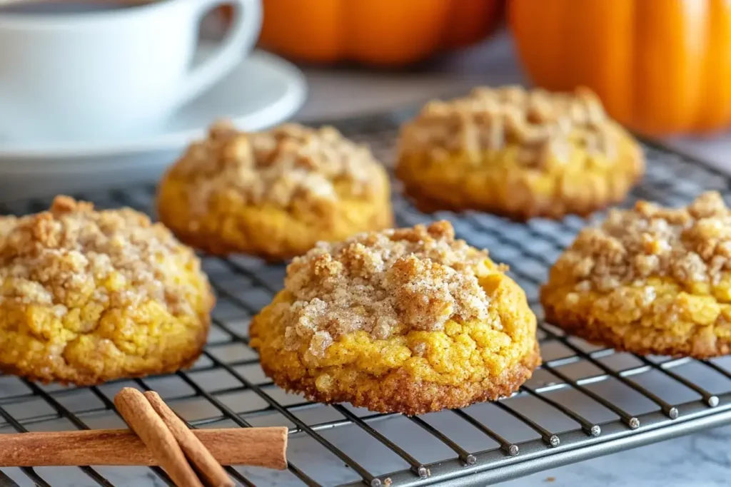 Freshly Baked Pumpkin Coffee Cake Cookies With Streusel