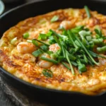Golden Korean Pancake With Fresh Ingredients