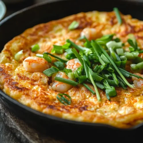 Golden Korean Pancake With Fresh Ingredients