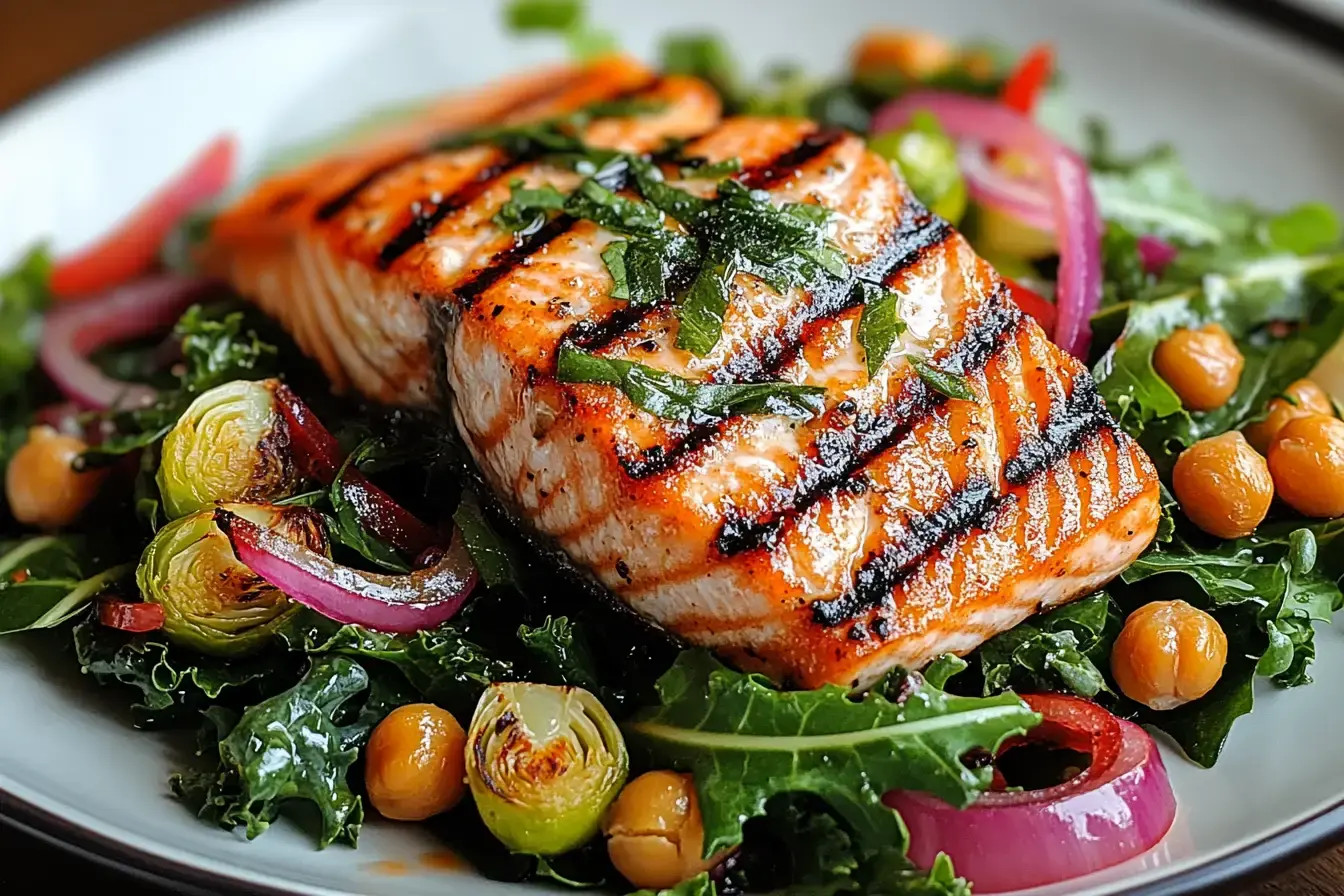 Grilled Salmon Salad With Perfect Crispy Skin