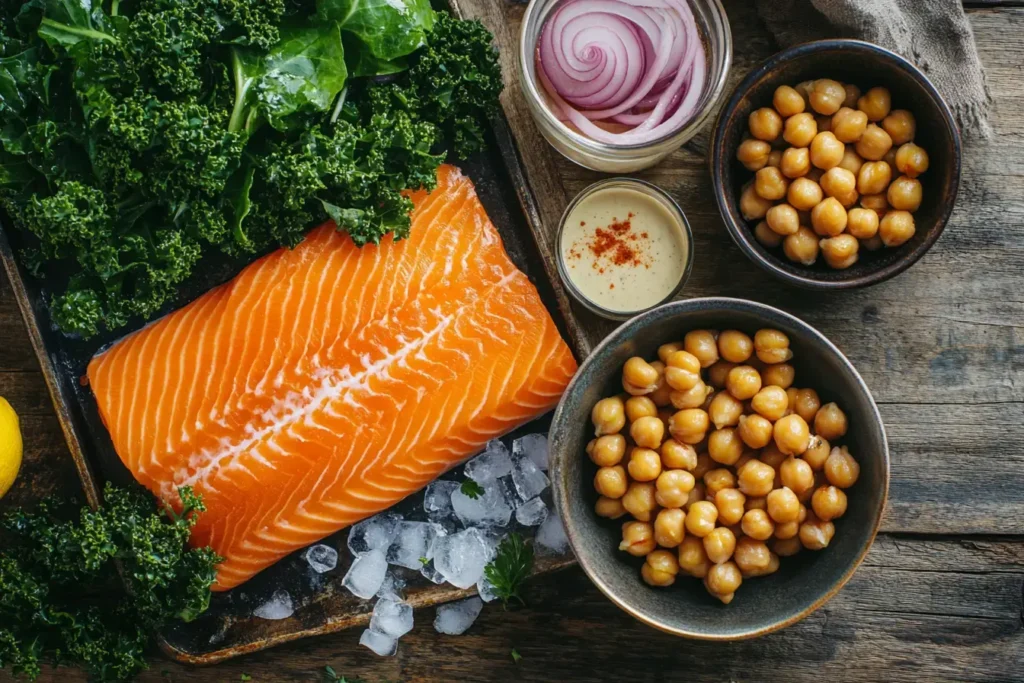 Ingredients For Gourmet Grilled Salmon Salad