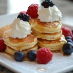 Mini Pancakes With Berries And Syrup In A Modern Kitchen Style