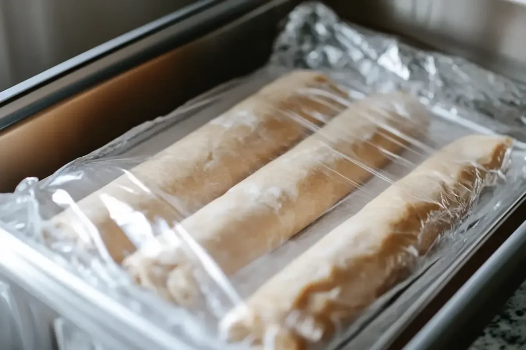 Neatly Wrapped Babka Cookie Dough Logs For Freezing.