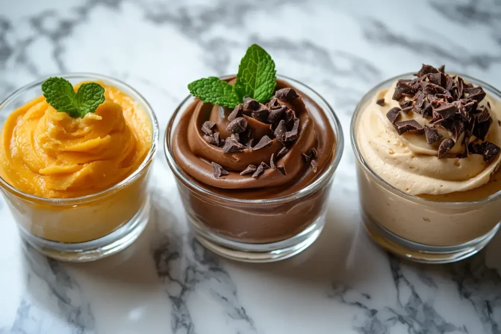 Orange Zest, Peanut Butter, And Mint Infused Healthy Chocolate Mousse.