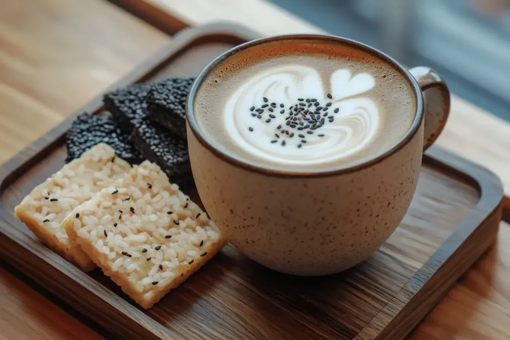 Perfect Pairings With Hojicha Latte Including Rice Cakes, Mochi, And Rice Crackers.