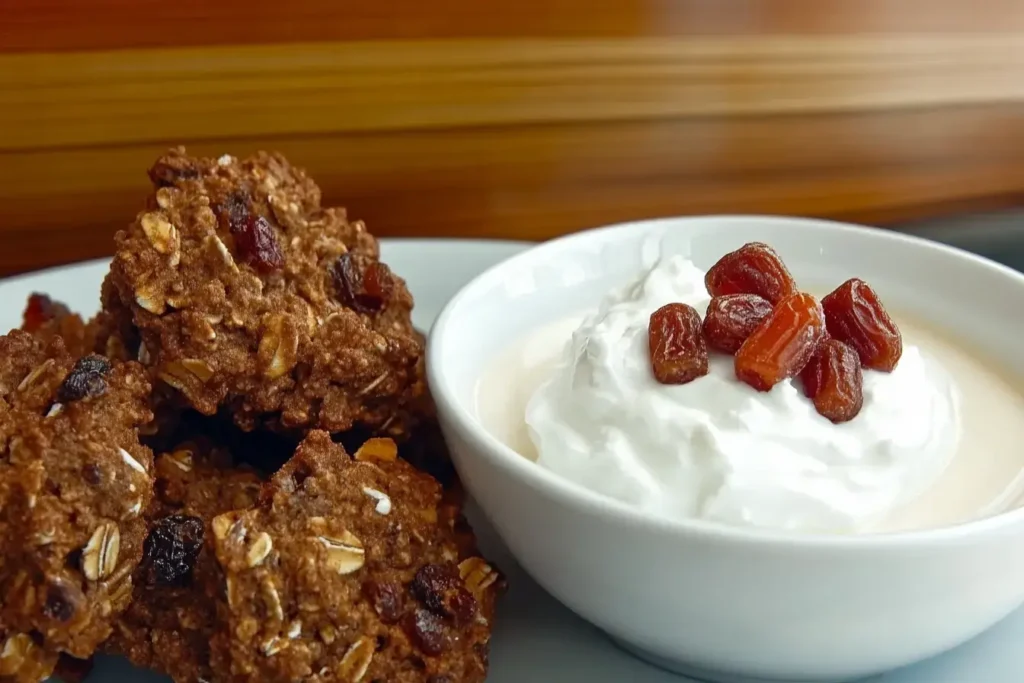 Yogurt Fruit Dip With Oatmeal Rasin Cookies