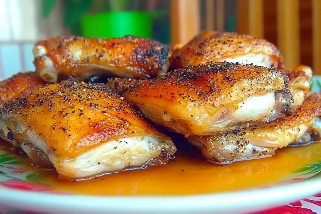 A Plated View Of Cooked Chicken Before Carving