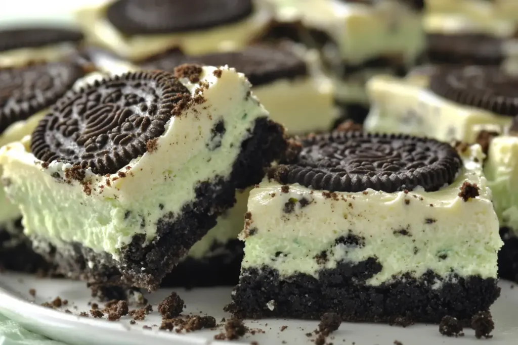 A Stack Of Oreo Cheesecake Bars