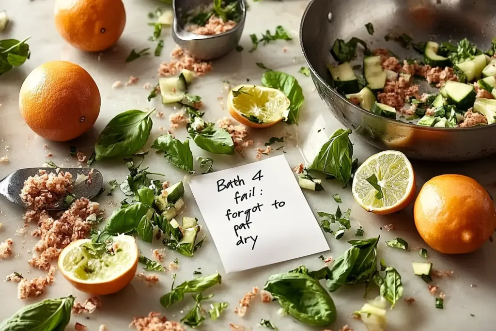 Behind The Scenes Kitchen Mess With Handwritten Cooking Tips.