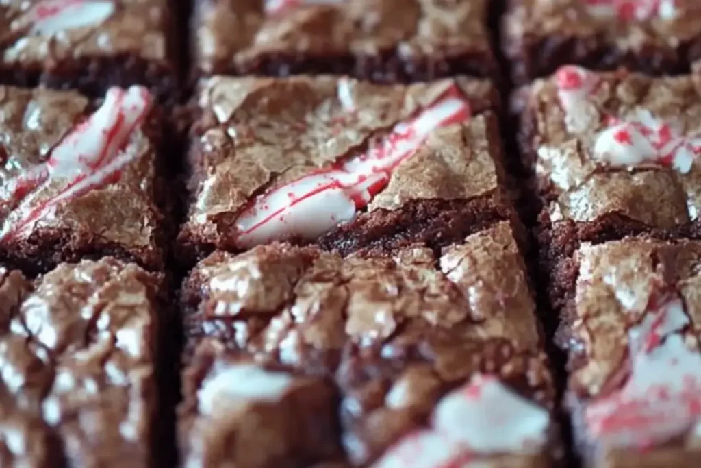 Crinkle Topped Brownies With White Chocolate Peppermint Swirl
