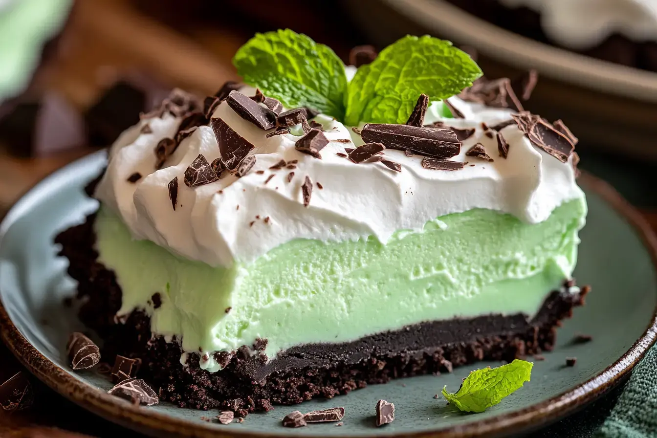 Decadent Mint Chocolate Cream Pie With Oreo Crust And Andes Mint Toppings