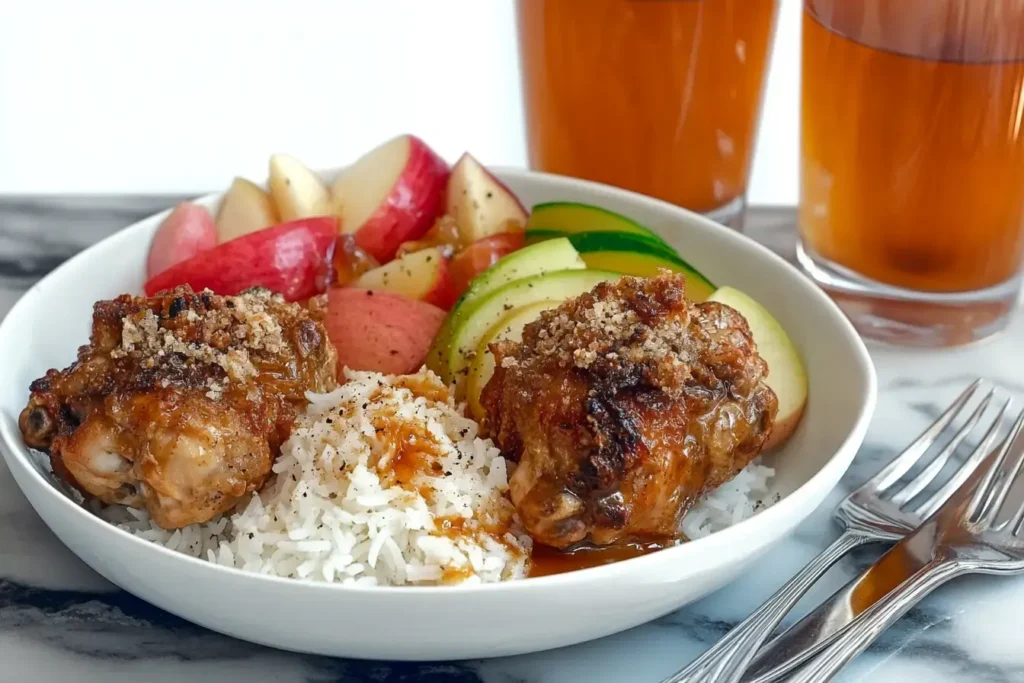 Final Air Fried Bourbon Chicken With Traditional Side Dishes