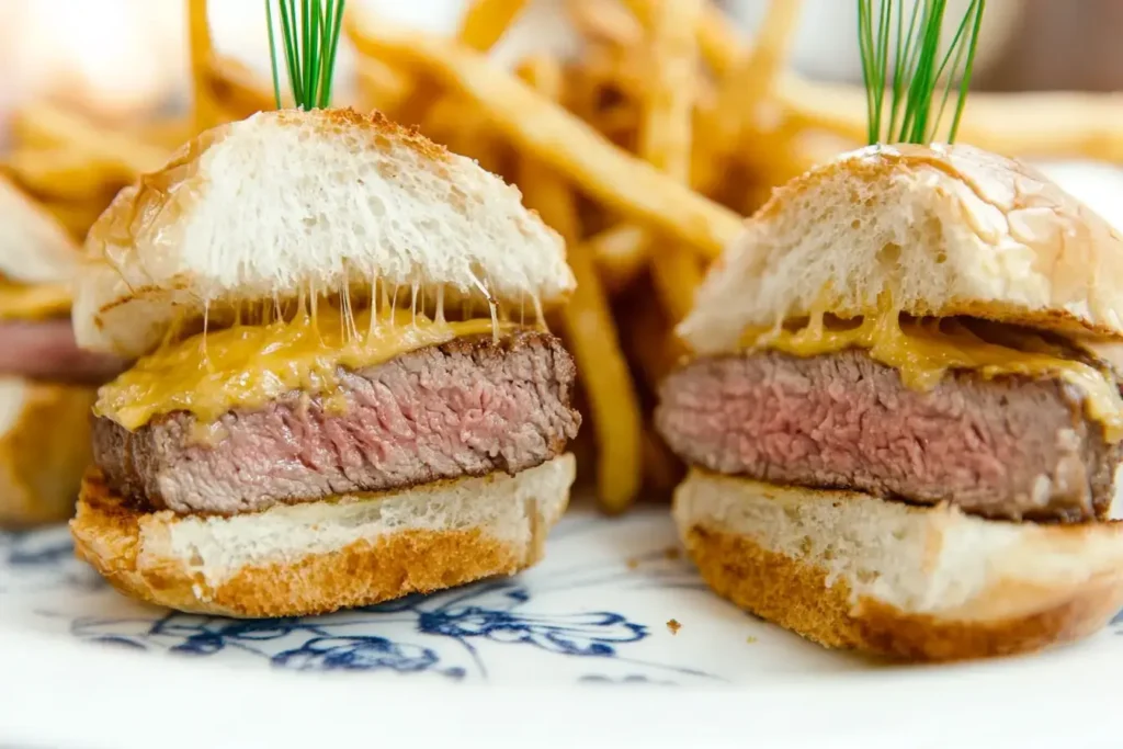 Gourmet Wagyu Slider Presentation With Ideal Cheese Pull