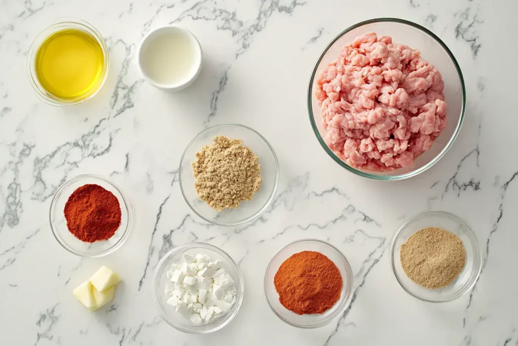 Key Ingredients For Chicken Patties Laid Out