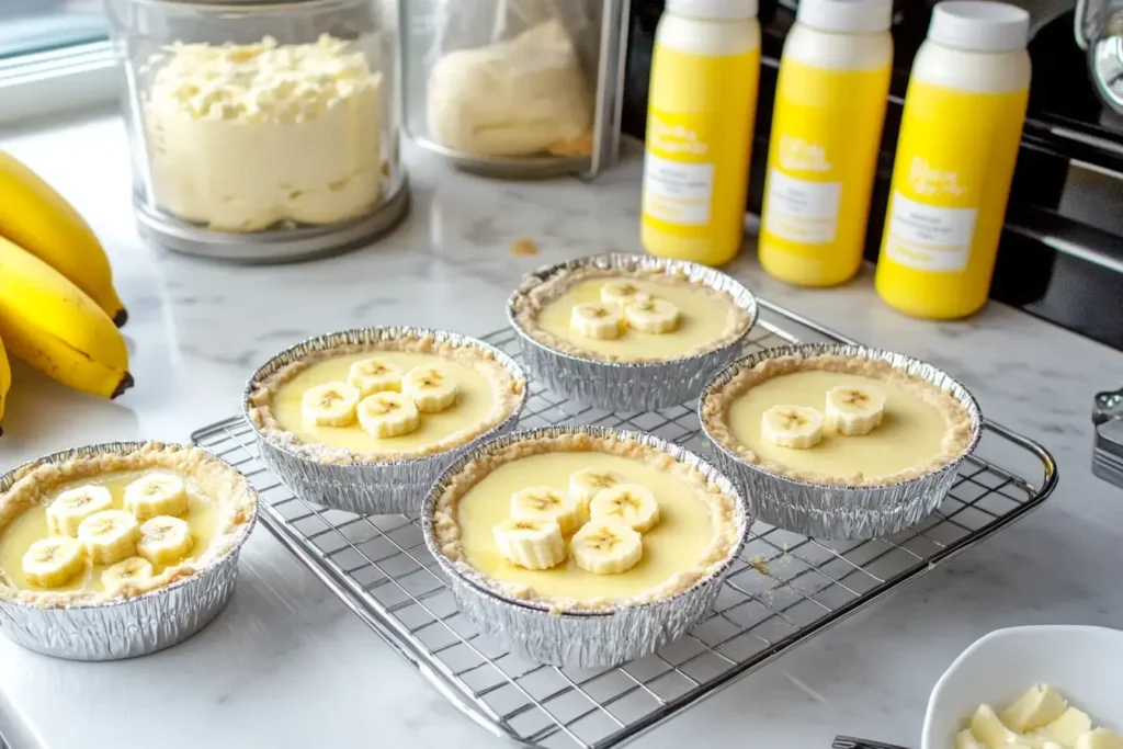 Proper Fridge And Freezer Storage Of Mini Banana Cream Pies And Components For Freshness And Easy Prep