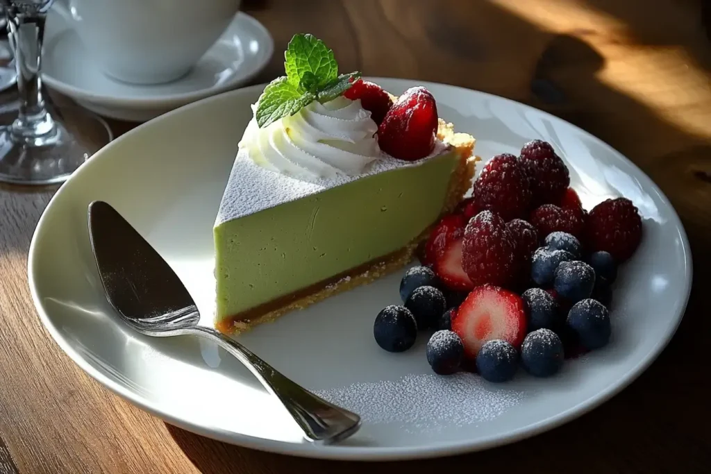 Styled Dessert Pairing Of Pie With Drink And Fresh Fruit.