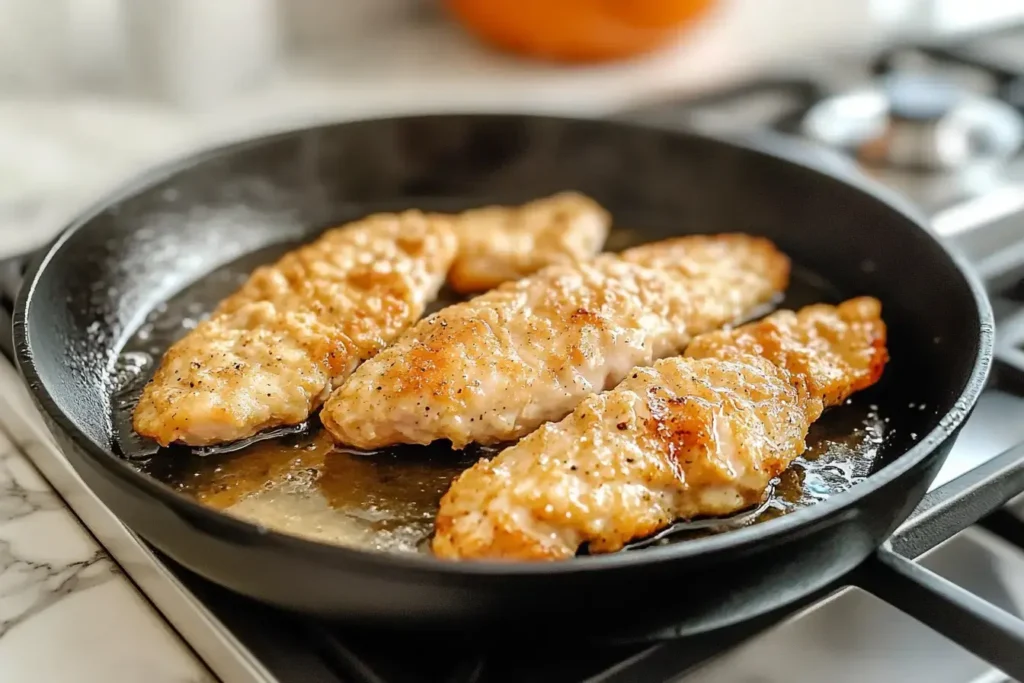 Crispy McDonald's Chicken Strips 6 Frying Golden Chicken Strips In A Cast Iron Pan