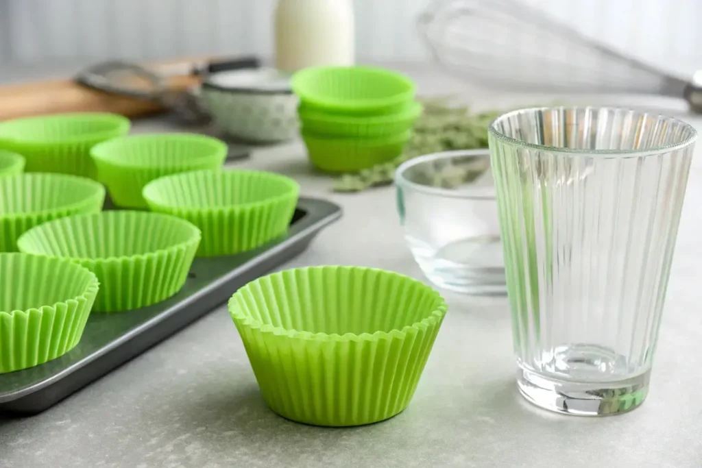 Green Muffin Liners With Glass