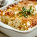A Baking Dish Filled With Golden, Bubbly Cabot Mac And Cheese
