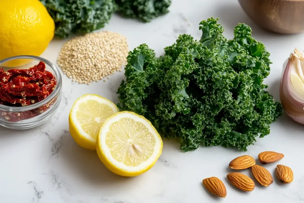 Ingredients Laid Out For Making Costco Kale Quinoa Salad