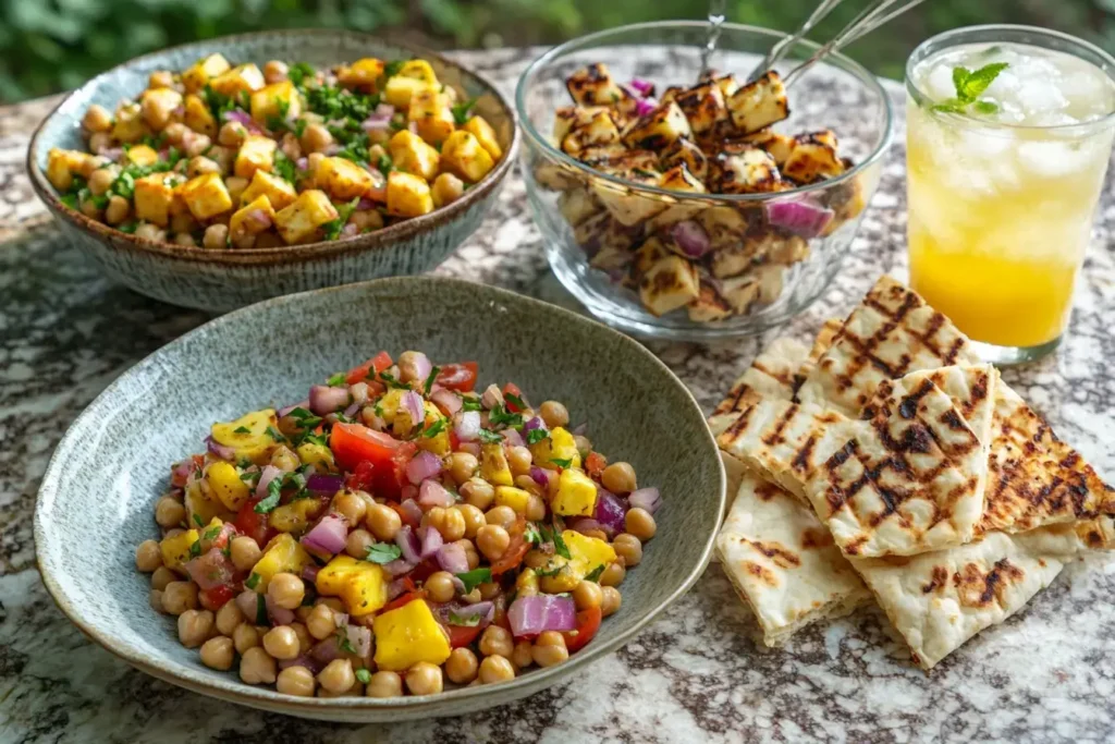 Mediterranean Chickpea Salad And Complementary Dishes