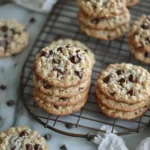 A Fresh Batch Of Rice Krispie Chocolate Chip Cookies On A Wire Rack.