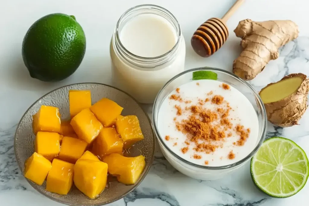 Ngredients For Making Coconut Mango Pudding..